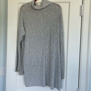 Gray soft long turtleneck sweater